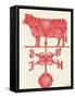 Weather Vane Cow-Tina Carlson-Framed Stretched Canvas