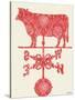 Weather Vane Cow-Tina Carlson-Stretched Canvas