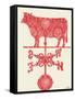 Weather Vane Cow-Tina Carlson-Framed Stretched Canvas