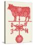 Weather Vane Cow-Tina Carlson-Stretched Canvas