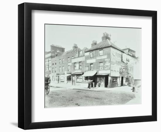 Weatherboard Houses and Shops on the Albert Embankment, Lambeth, London, 1900-null-Framed Photographic Print