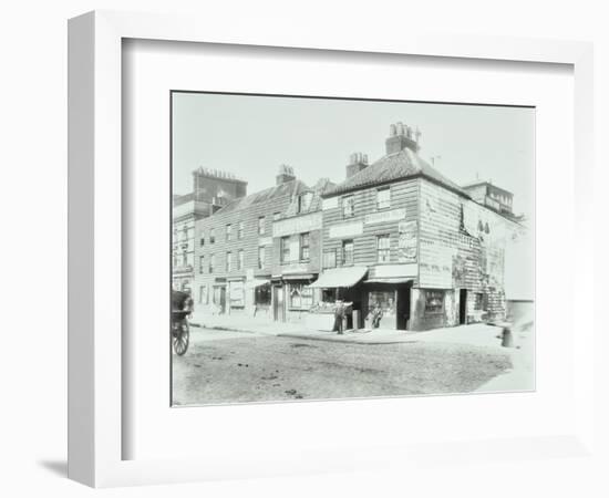 Weatherboard Houses and Shops on the Albert Embankment, Lambeth, London, 1900-null-Framed Photographic Print