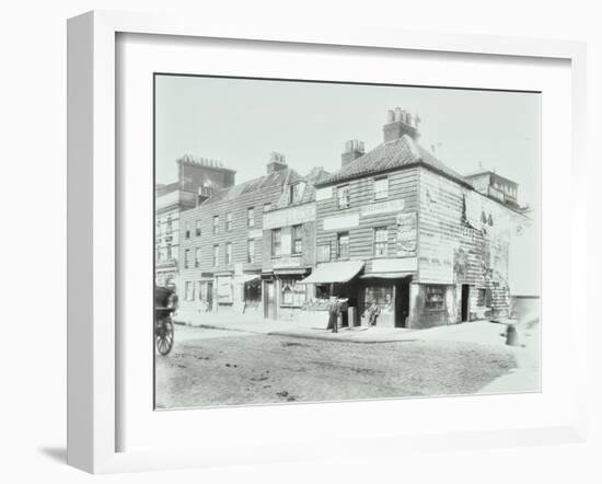 Weatherboard Houses and Shops on the Albert Embankment, Lambeth, London, 1900-null-Framed Photographic Print