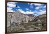 Weathered Buddhist chortens at Neyrak village looking over cliff, Zanskar, India, Himalayas, Asia-Thomas L. Kelly-Framed Photographic Print