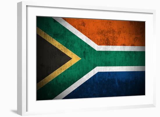 Weathered Flag Of South Africa, Fabric Textured-Gilmanshin-Framed Art Print