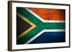 Weathered Flag Of South Africa, Fabric Textured-Gilmanshin-Framed Art Print