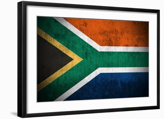 Weathered Flag Of South Africa, Fabric Textured-Gilmanshin-Framed Art Print