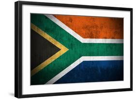 Weathered Flag Of South Africa, Fabric Textured-Gilmanshin-Framed Art Print