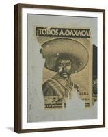 Weathered Street Poster Depicting Pancho Villa, Oaxaca, Mexico-Judith Haden-Framed Premium Photographic Print