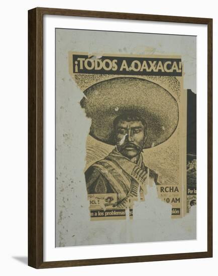 Weathered Street Poster Depicting Pancho Villa, Oaxaca, Mexico-Judith Haden-Framed Premium Photographic Print