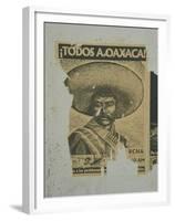 Weathered Street Poster Depicting Pancho Villa, Oaxaca, Mexico-Judith Haden-Framed Premium Photographic Print