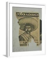 Weathered Street Poster Depicting Pancho Villa, Oaxaca, Mexico-Judith Haden-Framed Photographic Print