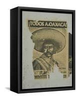 Weathered Street Poster Depicting Pancho Villa, Oaxaca, Mexico-Judith Haden-Framed Stretched Canvas