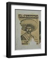 Weathered Street Poster Depicting Pancho Villa, Oaxaca, Mexico-Judith Haden-Framed Photographic Print