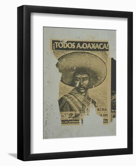 Weathered Street Poster Depicting Pancho Villa, Oaxaca, Mexico-Judith Haden-Framed Photographic Print