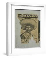 Weathered Street Poster Depicting Pancho Villa, Oaxaca, Mexico-Judith Haden-Framed Photographic Print