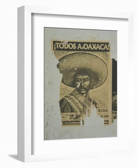 Weathered Street Poster Depicting Pancho Villa, Oaxaca, Mexico-Judith Haden-Framed Photographic Print