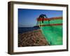 Weathered Wooden Boat Prow on Beach, Tela, Atlantida, Honduras-Jeffrey Becom-Framed Photographic Print