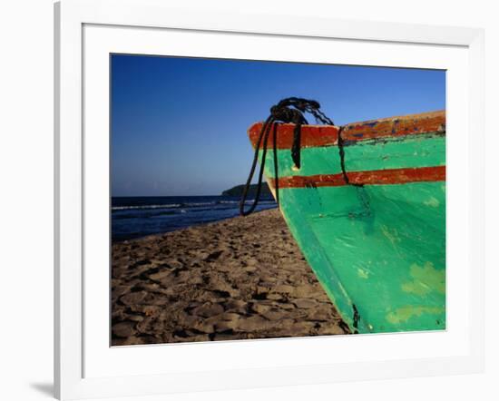 Weathered Wooden Boat Prow on Beach, Tela, Atlantida, Honduras-Jeffrey Becom-Framed Photographic Print