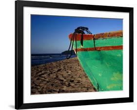 Weathered Wooden Boat Prow on Beach, Tela, Atlantida, Honduras-Jeffrey Becom-Framed Photographic Print