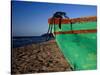 Weathered Wooden Boat Prow on Beach, Tela, Atlantida, Honduras-Jeffrey Becom-Stretched Canvas