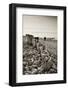 Weathered Wooden Groyne on Bossington Beach at Sunset, Exmoor National Park, Somerset-Adam Burton-Framed Photographic Print