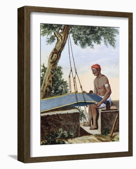 Weaver at Loom, Engraving from Voyage to East Indies and China Between 1774 and 1781-Pierre Sonnerat-Framed Giclee Print