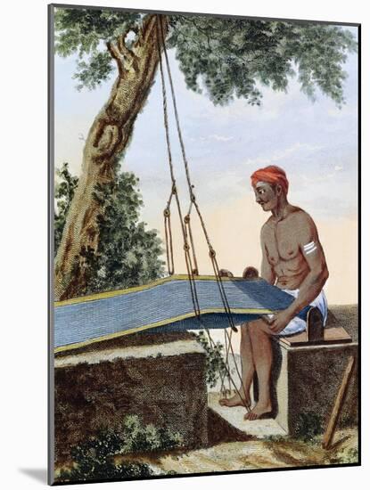 Weaver at Loom, Engraving from Voyage to East Indies and China Between 1774 and 1781-Pierre Sonnerat-Mounted Giclee Print