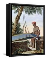 Weaver at Loom, Engraving from Voyage to East Indies and China Between 1774 and 1781-Pierre Sonnerat-Framed Stretched Canvas