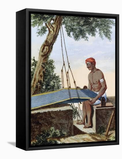 Weaver at Loom, Engraving from Voyage to East Indies and China Between 1774 and 1781-Pierre Sonnerat-Framed Stretched Canvas