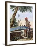 Weaver at Loom, Engraving from Voyage to East Indies and China Between 1774 and 1781-Pierre Sonnerat-Framed Giclee Print