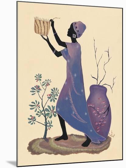 Weaving Basket - Purple Dress-Judy Mastrangelo-Mounted Giclee Print