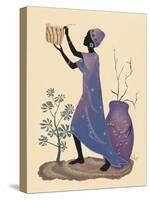 Weaving Basket - Purple Dress-Judy Mastrangelo-Stretched Canvas