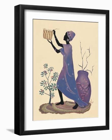 Weaving Basket - Purple Dress-Judy Mastrangelo-Framed Giclee Print