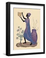 Weaving Basket - Purple Dress-Judy Mastrangelo-Framed Giclee Print