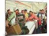 Weaving Cloth for the People, Propaganda Poster from the Chinese Cultural Revolution, 1970-null-Mounted Giclee Print
