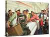 Weaving Cloth for the People, Propaganda Poster from the Chinese Cultural Revolution, 1970-null-Stretched Canvas