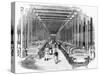 Weaving Shed Fitted with Rows of Power Looms Driven by Belt and Shafting, C1840-null-Stretched Canvas