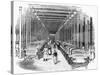 Weaving Shed Fitted with Rows of Power Looms Driven by Belt and Shafting, C1840-null-Stretched Canvas