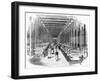 Weaving Shed Fitted with Rows of Power Looms Driven by Belt and Shafting, C1840-null-Framed Giclee Print