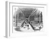 Weaving Shed Fitted with Rows of Power Looms Driven by Belt and Shafting, C1840-null-Framed Giclee Print