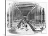 Weaving Shed Fitted with Rows of Power Looms Driven by Belt and Shafting, C1840-null-Stretched Canvas