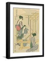 Weaving the Silk, No.12 from 'Joshoku Kaiko Tewaza-Gusa', C.1800-Kitagawa Utamaro-Framed Giclee Print