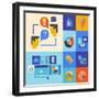 Website Marketing and Brainstorming Icons-bloomua-Framed Art Print