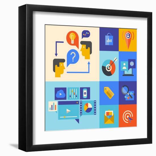 Website Marketing and Brainstorming Icons-bloomua-Framed Art Print