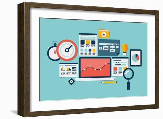 Website Seo and Analytics Icons-bloomua-Framed Premium Giclee Print