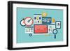 Website Seo and Analytics Icons-bloomua-Framed Premium Giclee Print