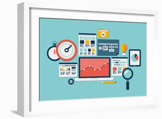 Website Seo and Analytics Icons-bloomua-Framed Premium Giclee Print