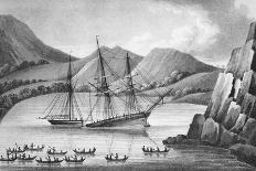 Brig Jane and Cutter Beaufoy Passing Through a Chain of Ice Islands, 1826-Weddell-Framed Giclee Print
