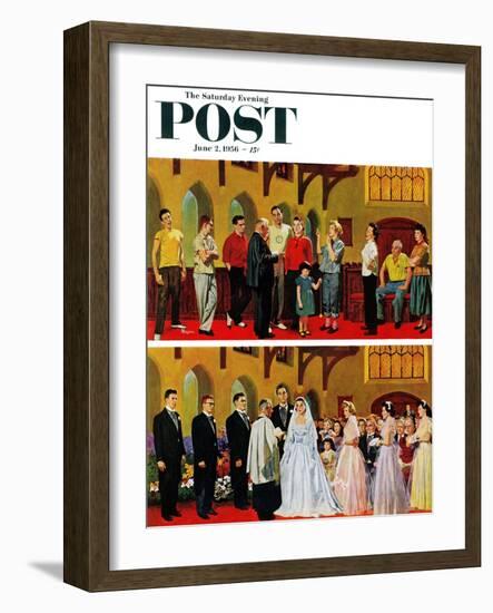 "Wedding and Rehearsal" Saturday Evening Post Cover, June 2, 1956-Earl Mayan-Framed Giclee Print